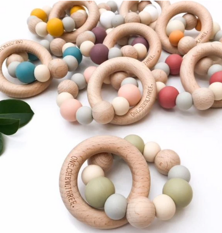 One.Chew.Three Wooden & Silicone Teethers as sold by Scarlett Tippy Toes 