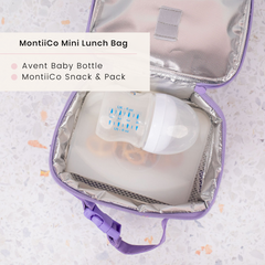 Baby Bottle and MontiiCo Snack Pack in MontiiCo Insulated Lunch Bag 