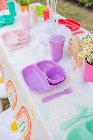 Replay Divided Plates & Straw Cup in Purple