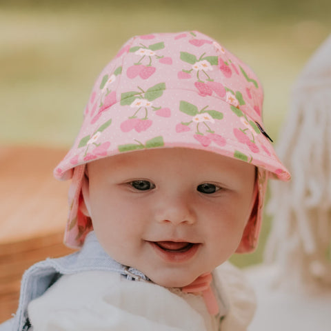 Bedhead Strawberry Legionnaire Hat with Baby pink Background