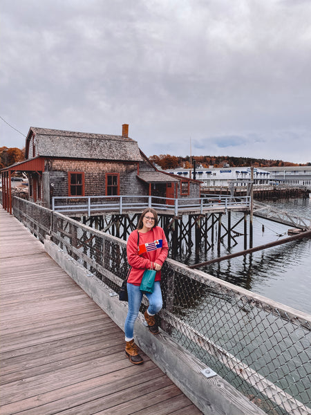 Lianne in her Paul Landry creneck sweater in Boothbay, Maine