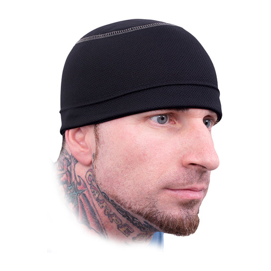 Schampa Coolskin Tri Skull Cap Helmet Liner Black w/ Grey Stitching