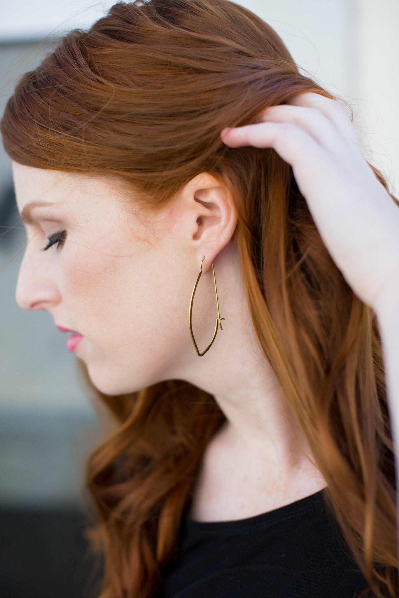 Large Arrow Hoop Brass Earrings - High End Boutique