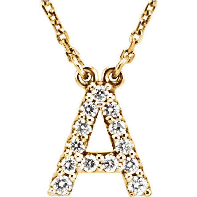 14k Gold 18 Ctw Diamond Alphabet Initial Letter A Necklace Bengjo