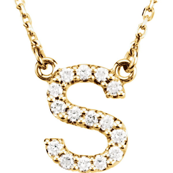 14k Gold 1/6 CTW Diamond Alphabet Initial Letter S Necklace – Bengjo