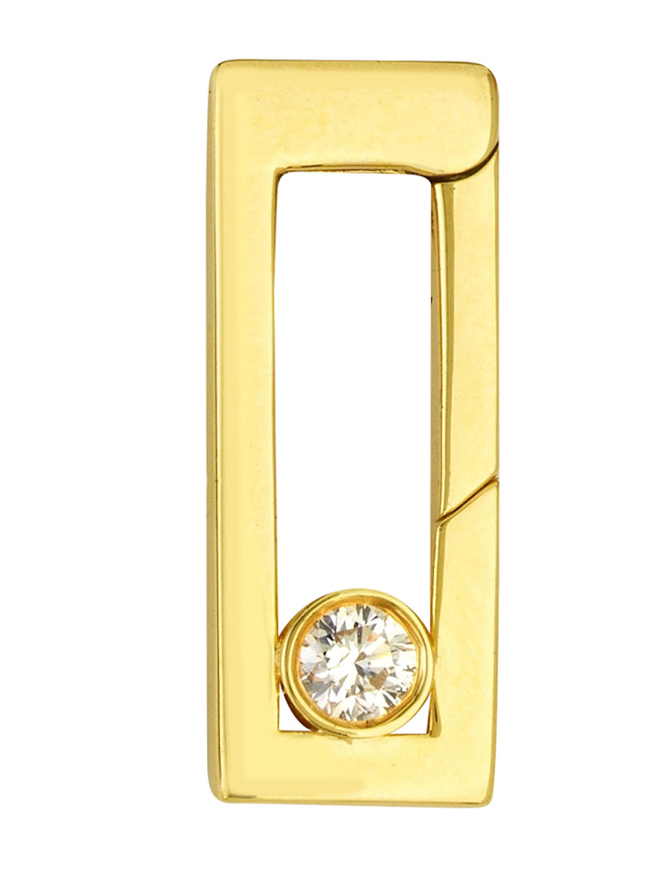 14k Yellow Gold Diamond Rectangle Push Clasp Lock Connector Pendant Charm Hanger Bail Enhancer