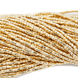 3 Cut 9/0 Beads 9/0 Premium 24 KARAT GOLD PLATE Gold Metallic Opaque, Sold in Hank 3-cut Beads