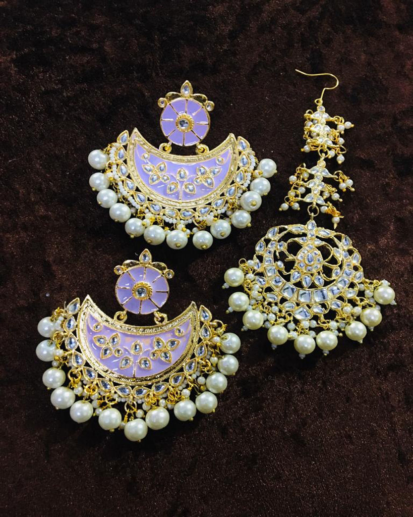 Kundan Earrings and Maangtikka Set,maangtikka With Chandbali,indian  Traditional Kundan Jewelry,punjabi Traditional Jewelry,gold Plated Tikka -  Etsy