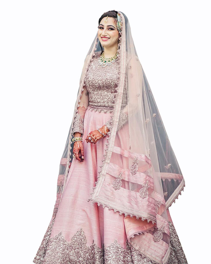 Latest Delicate NAK5092 Bridal Rama Green Peach Net Silk Lehenga Choli