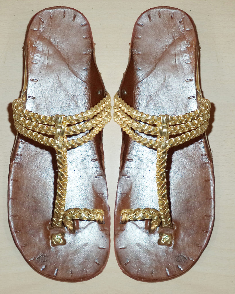 gold kolhapuri chappals