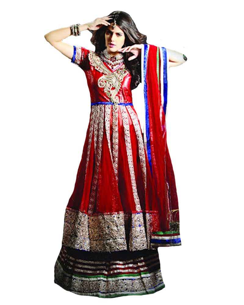 Gorgeous Red Embroidered Lacha – Sulbha Fashions