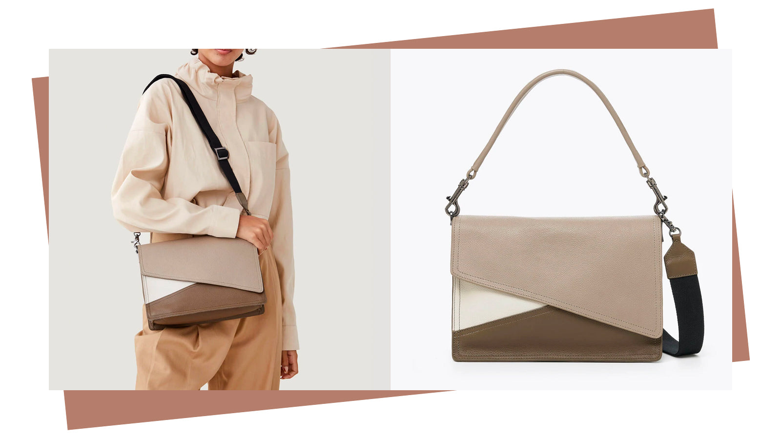 two toned brown and white bag