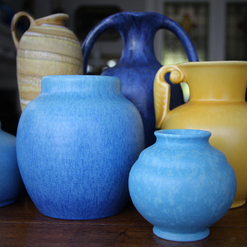 Collection of Blue and Yellow Art Pottery from England, Germany, France and America (LEO Design)