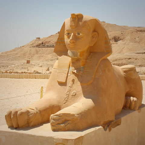 A Sphinx Stands Guard Outside the Mortuary Temple of King Hatshepsut, Valley of the Queens, Luxor, Egypt (LEO Design)