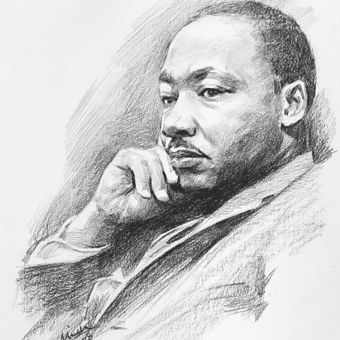 Charcoal Sketch of Dr. Martin Luther King, Jr. by Chinese Artist Mei He (2008)
