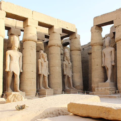 Statues of King Rameses II Stand Guard Amongst Columns at the Temple of Luxor, Egypt (LEO Design)