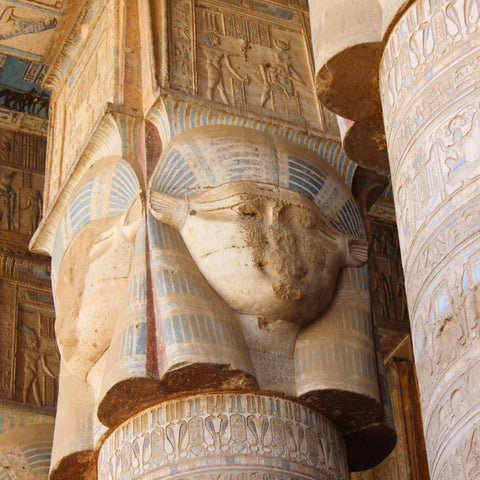 Columns with Hathor-Head Capitals in Temple of Dendara, Qena, Egypt (LEO Design)