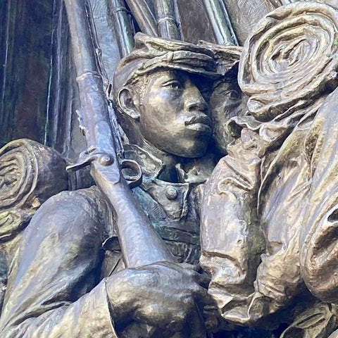Detail of the Sculpted Memorial to the Black Civil War Massachusetts 54th Regiment and Colonel Robert Gould Shaw on Boston Common (LEO Design)