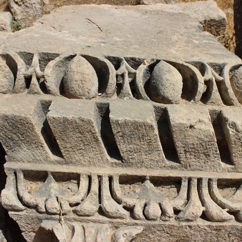 Fallen Hand-Carved Stone Moulding at the Ancient Roman City of Jerash, Jordan (LEO Design)