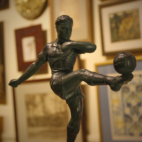 English Mid-Century Football Sculpture on Marble Base (LEO Design)
