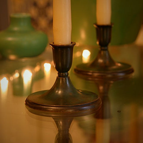 G.A.B. Swedish Art Deco Bronze Candlesticks (LEO Design)
