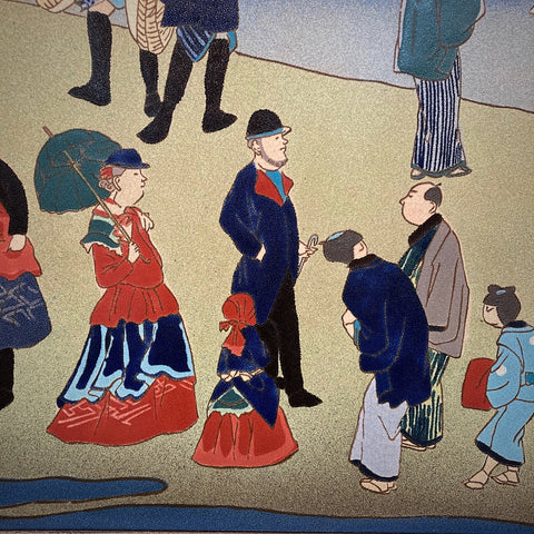 Subway Mural of the Bustling Nineteenth Century Kobe Port with Traders, Seamen and Merchants - Detail (LEO Design)