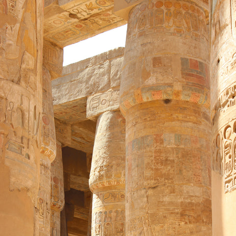 Painted Columns in the Hypostyle Hall at the Temple of Karnak, Luxor, Egypt (LEO Design)