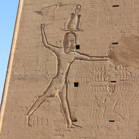 Grecian Pharaoh Ptolemy III Smites Egypt's Enemies in Bas Relief at the Temple of Horus, Edfu, Egypt (LEO Design)