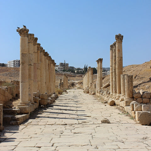 Rows of Columns Along Paved Streetway in the Ancient Roman City of Jerash, Jordan (LEO Design)