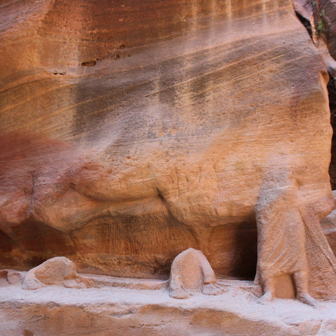 The Remnants of a Sandstone Carving of a Cameldriver and His Camel at Petra, Jordan (LEO Design)