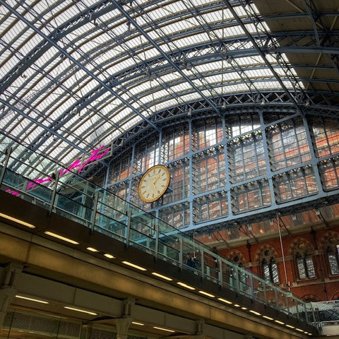 Saint Pancras Train Station Interior Glass Canopy in London, England (LEO Design)