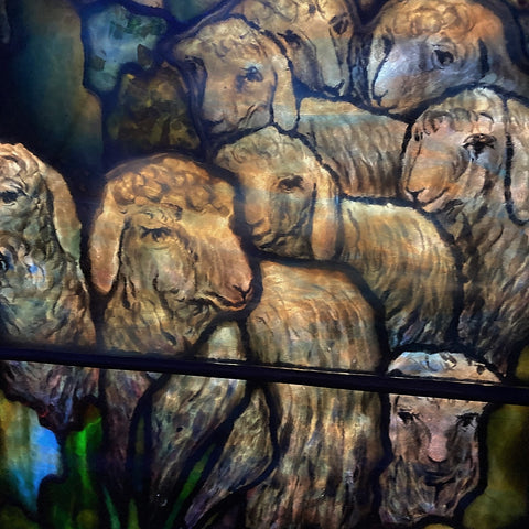 Detail from "The Good Shepherd" Stained Glass Window by Louis Comfort Tiffany in the Collection of the New York Historical Society (LEO Design)