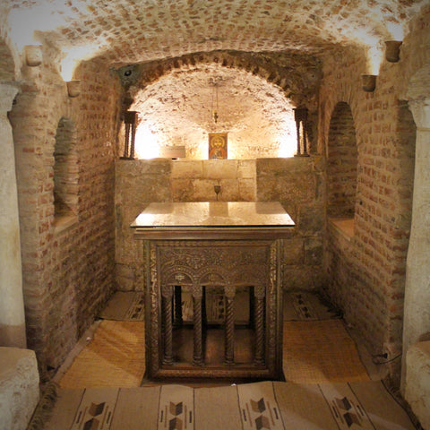 Underground "Holy Family" Chapel in the Cavern Church of Saints Sergius and Bacchus in Cairo's Coptic Quarter (LEO Design)