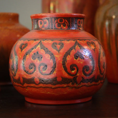 English Arts & Crafts Vase with Hand-Painted Palmettes by Pilkington Royal Lancastrian (LEO Design)