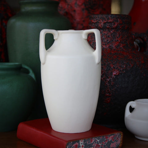 Czech Art Deco Three-Handled Matte White Vase by Erphila by Ditmer & Urbach (LEO Design)
