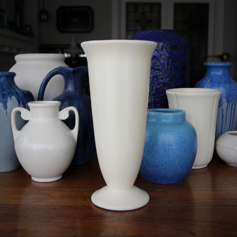 Haeger Tall Matte White Trumpet Vase (LEO Design)