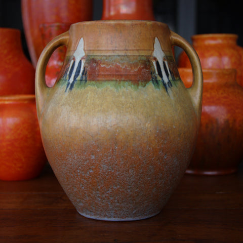 Roseville Monticello Navajo-Inspired Two-Handled Vase (LEO Design)