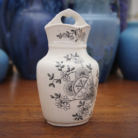 Victorian English Aesthetic Movement Ironstone Toothbrush Holder with Transfer Decoration (LEO Design)