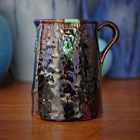 Turn-of-the-Century Milk Pitcher with Majolica-Style Organic, Dripping Glazes (LEO Design)