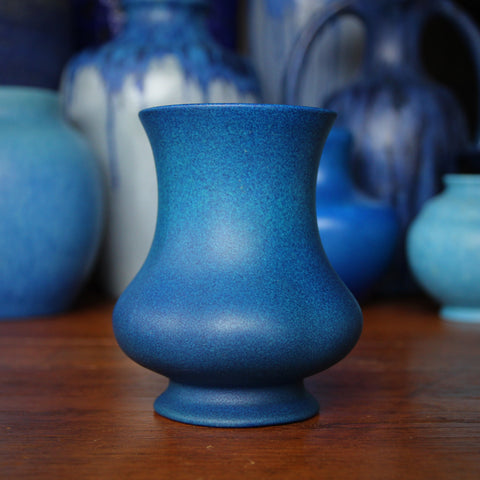 Pilkington Royal Lancastrian English Arts & Crafts Corseted Vase with Dappled Cobalt Blue Glazing (LEO Design)
