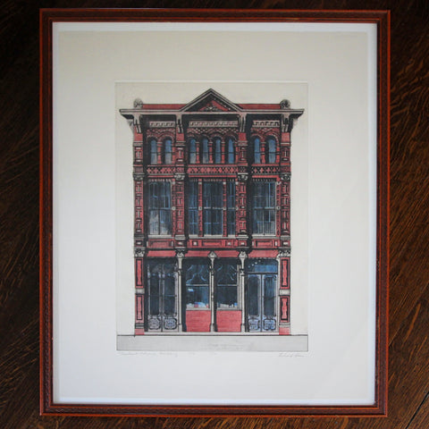 Drypoint & Aquatint Etching (1972) of the Trueheart-Adriance Building, Galveston, by Richard Haas (LEO Design)