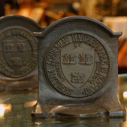 Bradley & Hubbard Cast Iron Bookends with Harvard Crest (LEO Design)