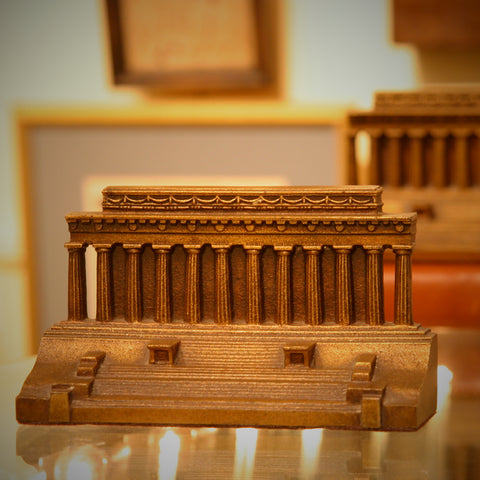 Heavy Cast Iron Lincoln Memorial Bookends with Golden Finish (LEO Design)