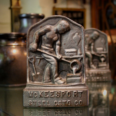 Cast Iron McKeesport Steel Casting Bookends (LEO Design)