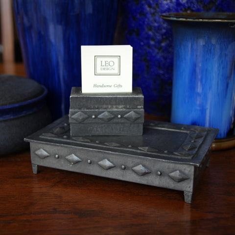 German Jugendstil Pewter Desk Set with Box and Card Holder (LEO Design)