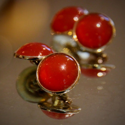 Carnelian Cufflinks with Gold-Plated Settings (LEO Design)