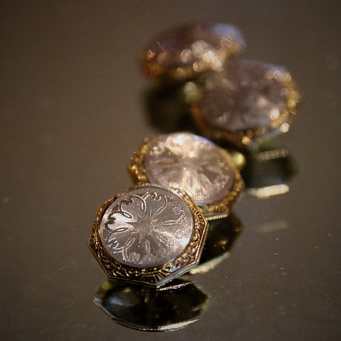 Octagonal Shield-Form Cufflinks with Mixed Metals (LEO Design)