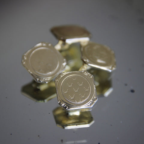 Edwardian Gold-Filled Cufflinks with Machine-Turned "Fishscale" Engraving (LEO Design)