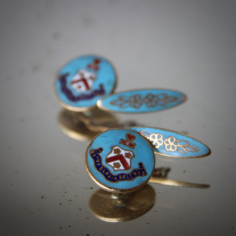 English Enameled Cufflinks with Dulwich College, London School Crest (LEO Design)