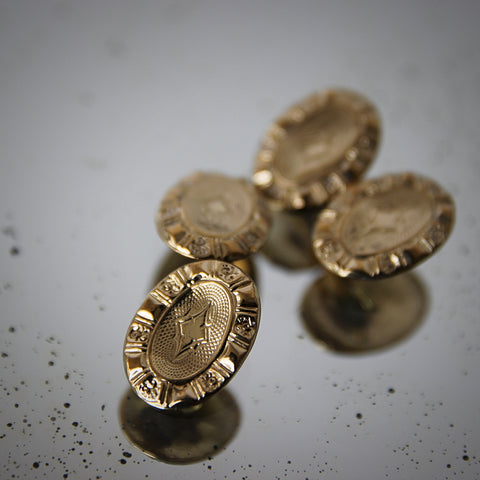Victorian Gold-Content Cufflinks with Ruffled Edges and Machine-Etched Centers (LEO Design)